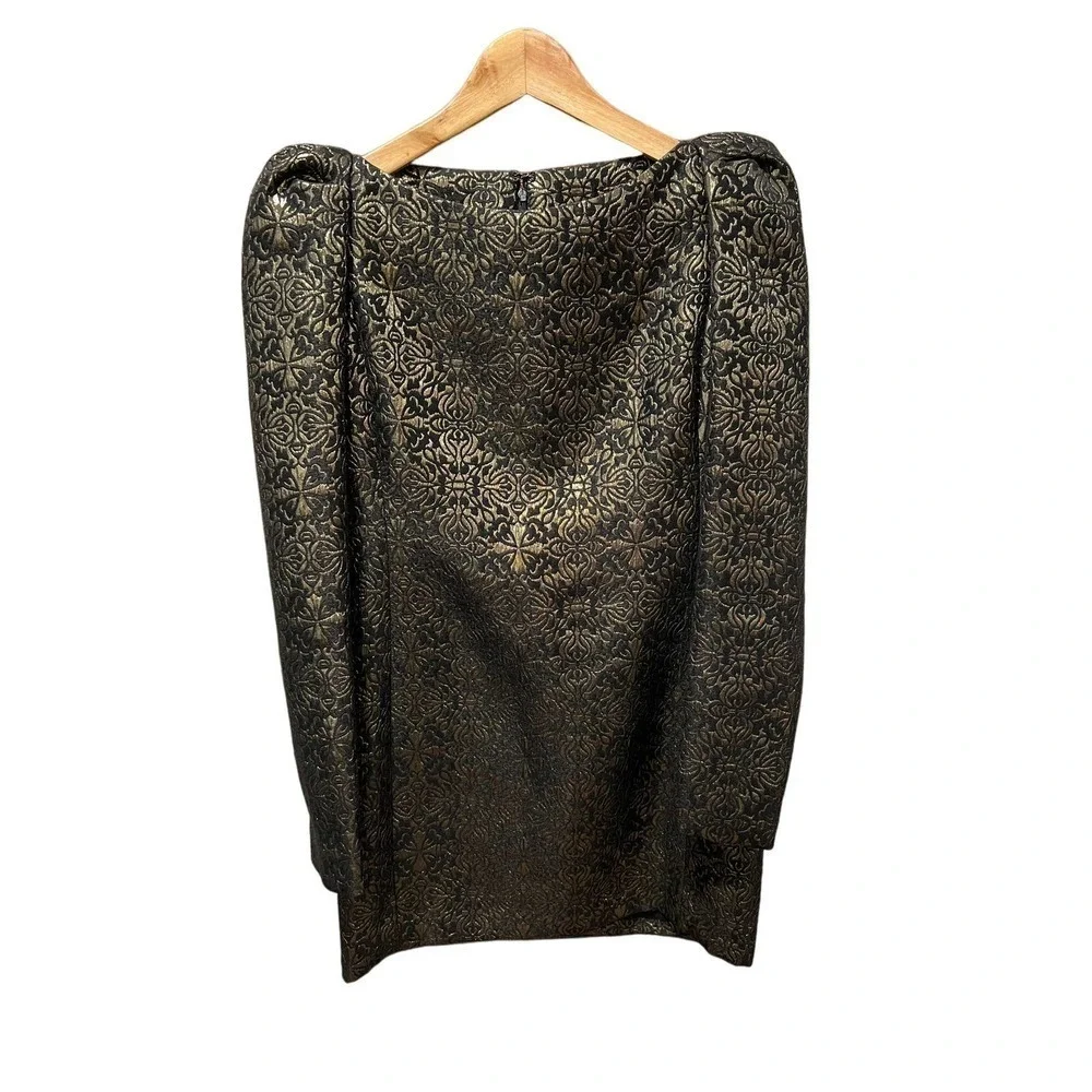 Vintage Jacquard Black & Gold Mini dress - Picture 2 of 8